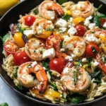 Lemon Feta Orzo Shrimp
