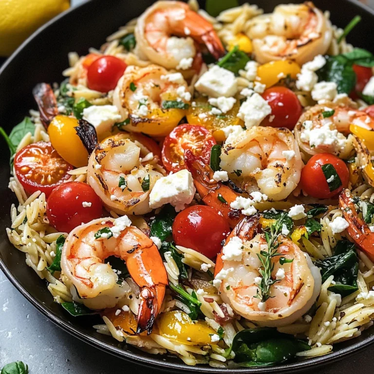 Lemon Feta Orzo Shrimp