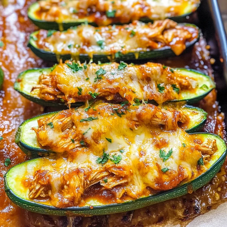 Sticky BBQ Chicken Zucchini Boats