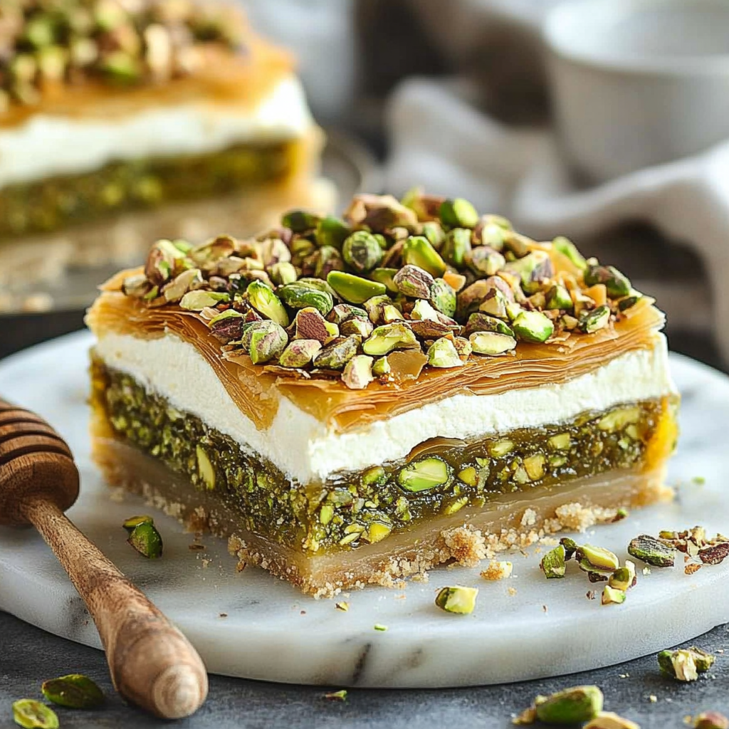 Honey Pistachio Baklava Cheesecake