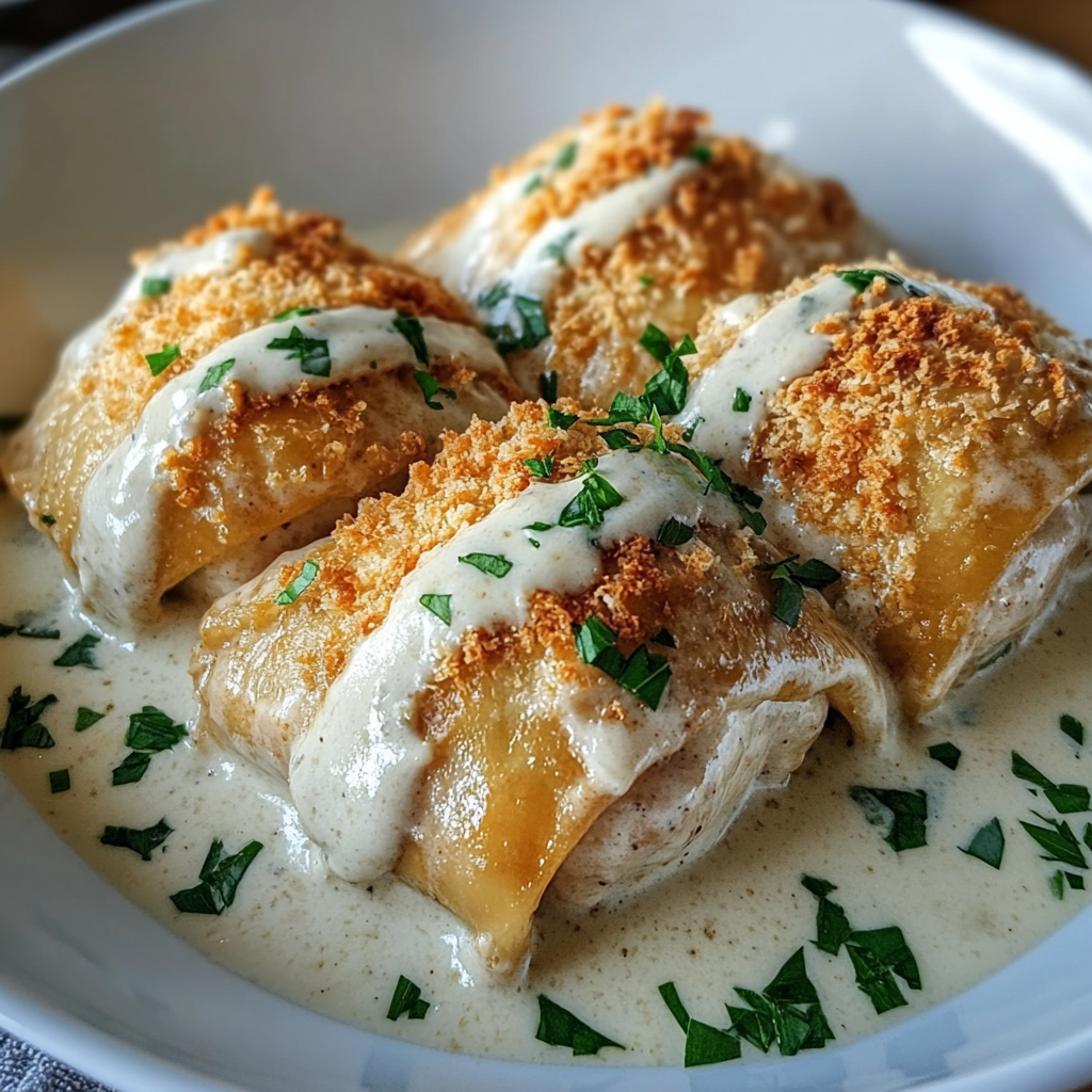 Chicken Pillows with Creamy Parmesan Sauce