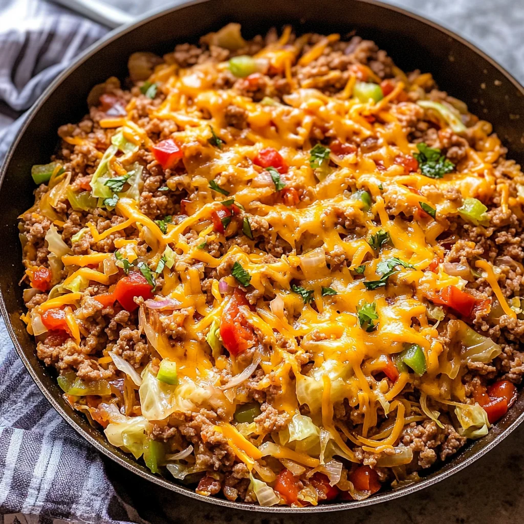 Cabbage Roll Skillet (Easy Keto Ground Beef Dinner Recipe)
