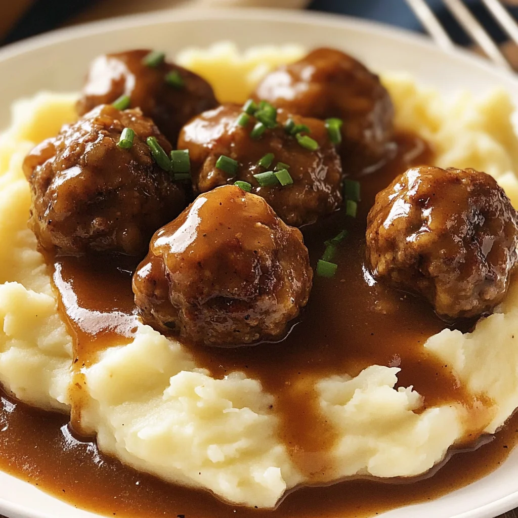 Salisbury Meatballs and Mashed Potatoes Recipe