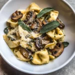 Cheese Tortellini with Butter, Mushrooms, and Crispy Sage