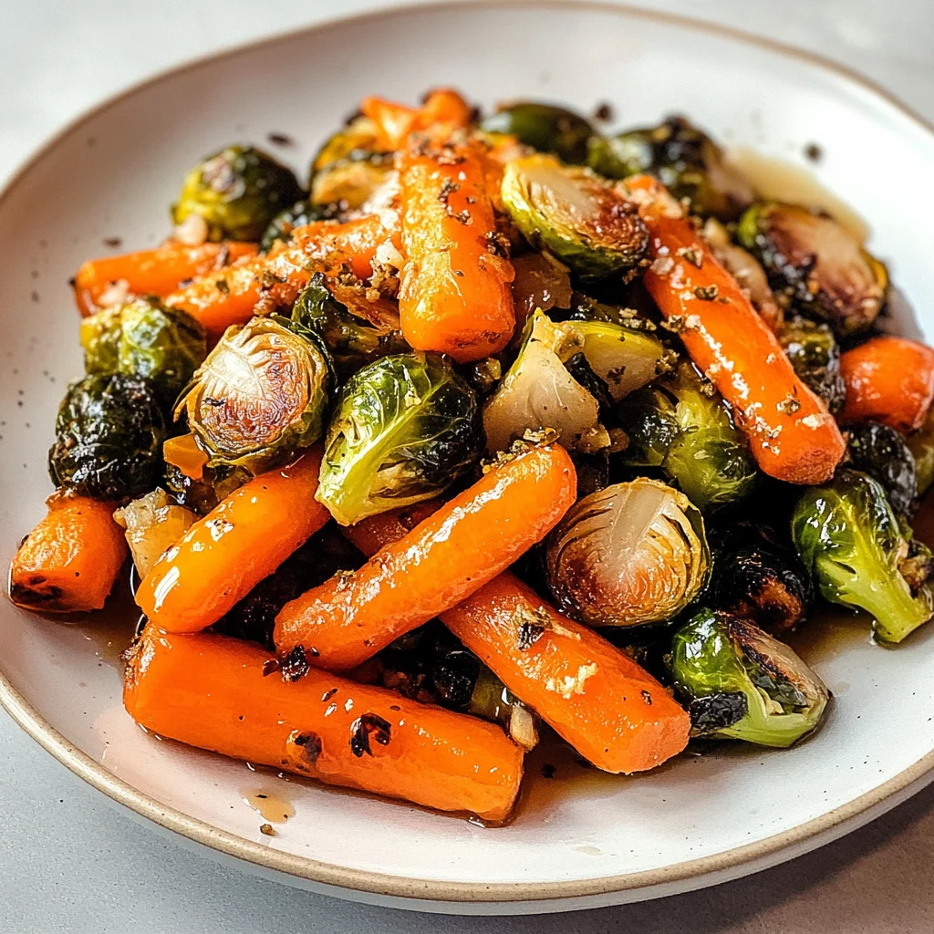 Crispy Maple Glazed Carrots and Brussel Sprouts