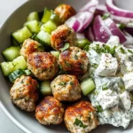 Greek Chicken Meatballs + Homemade Tzatziki
