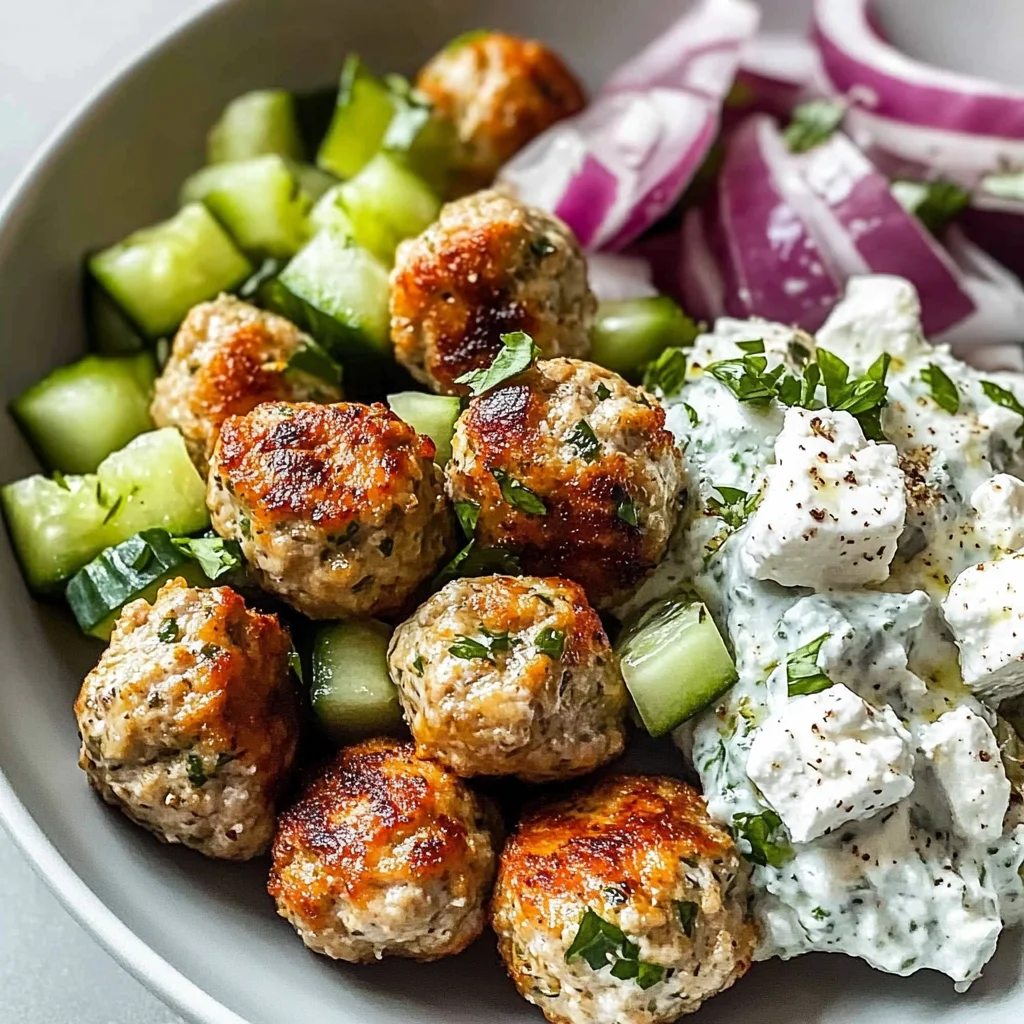 Greek Chicken Meatballs + Homemade Tzatziki