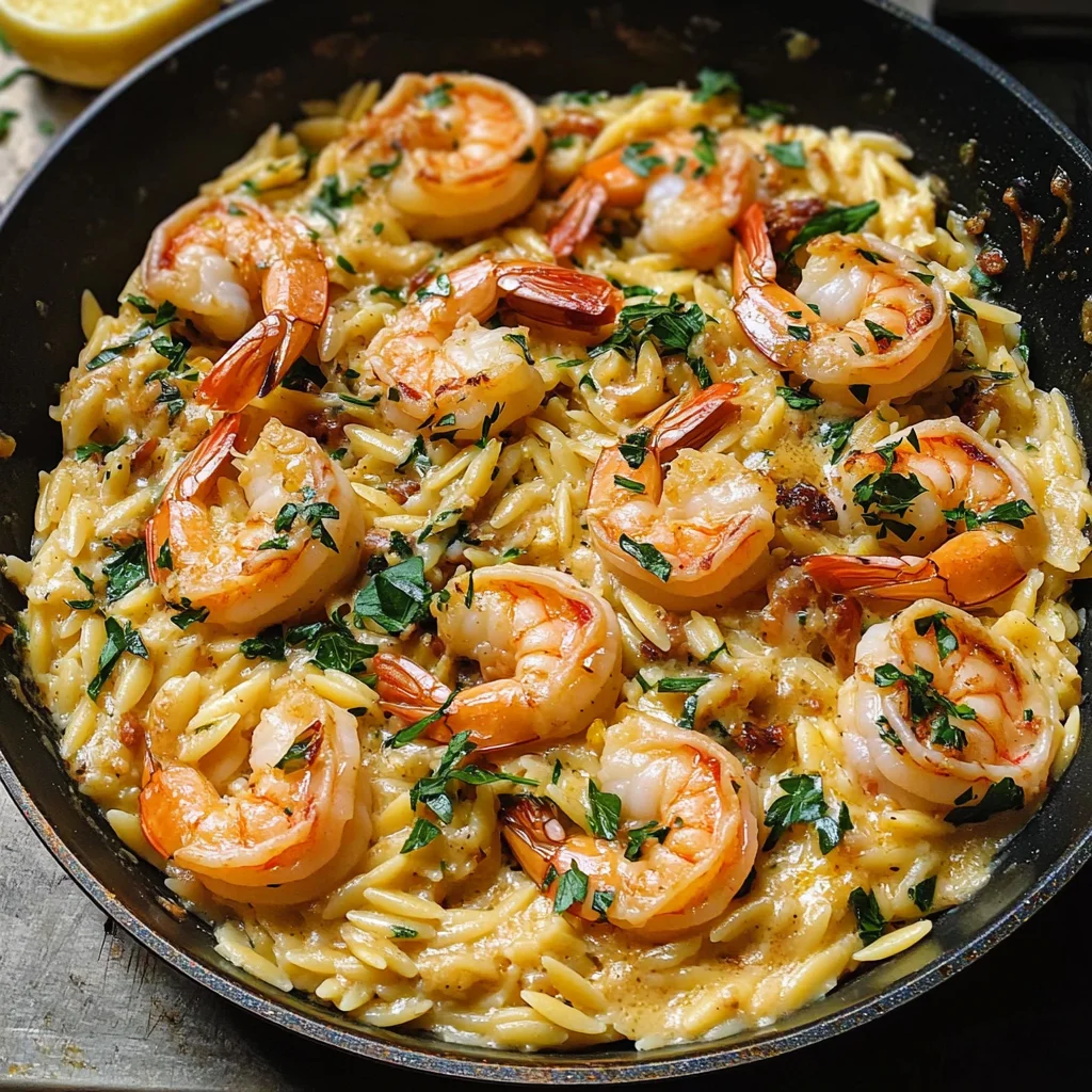 One Pan Parmesan Orzo with Shrimp