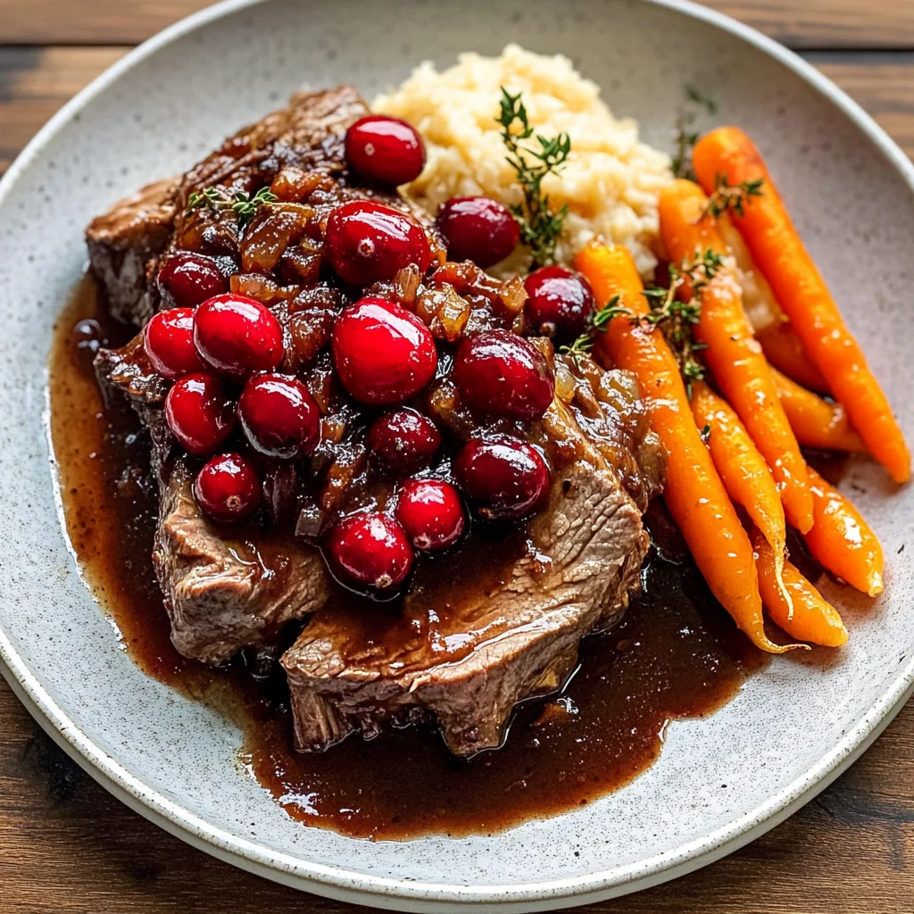 Slow-Braised Beef Roast with Cranberry Balsamic Glaze