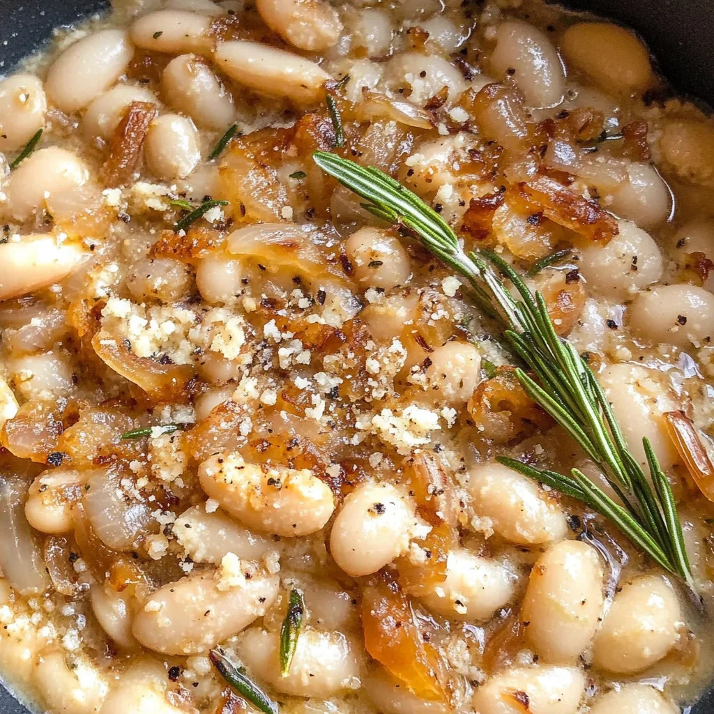 Caramelized Onion White Beans with Rosemary & Balsamic
