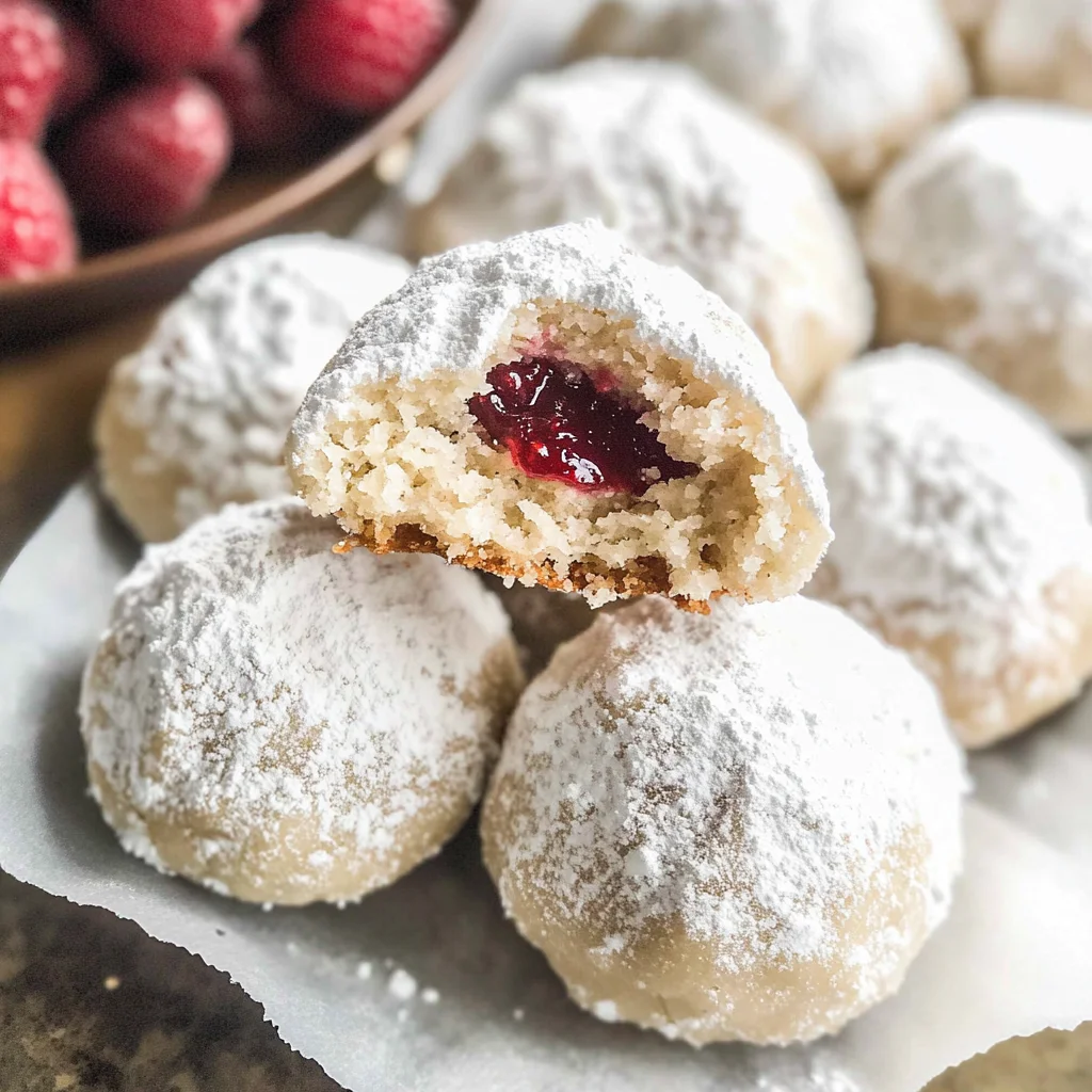 Raspberry Filled Almond Snowball Cookies for Sweet Moments